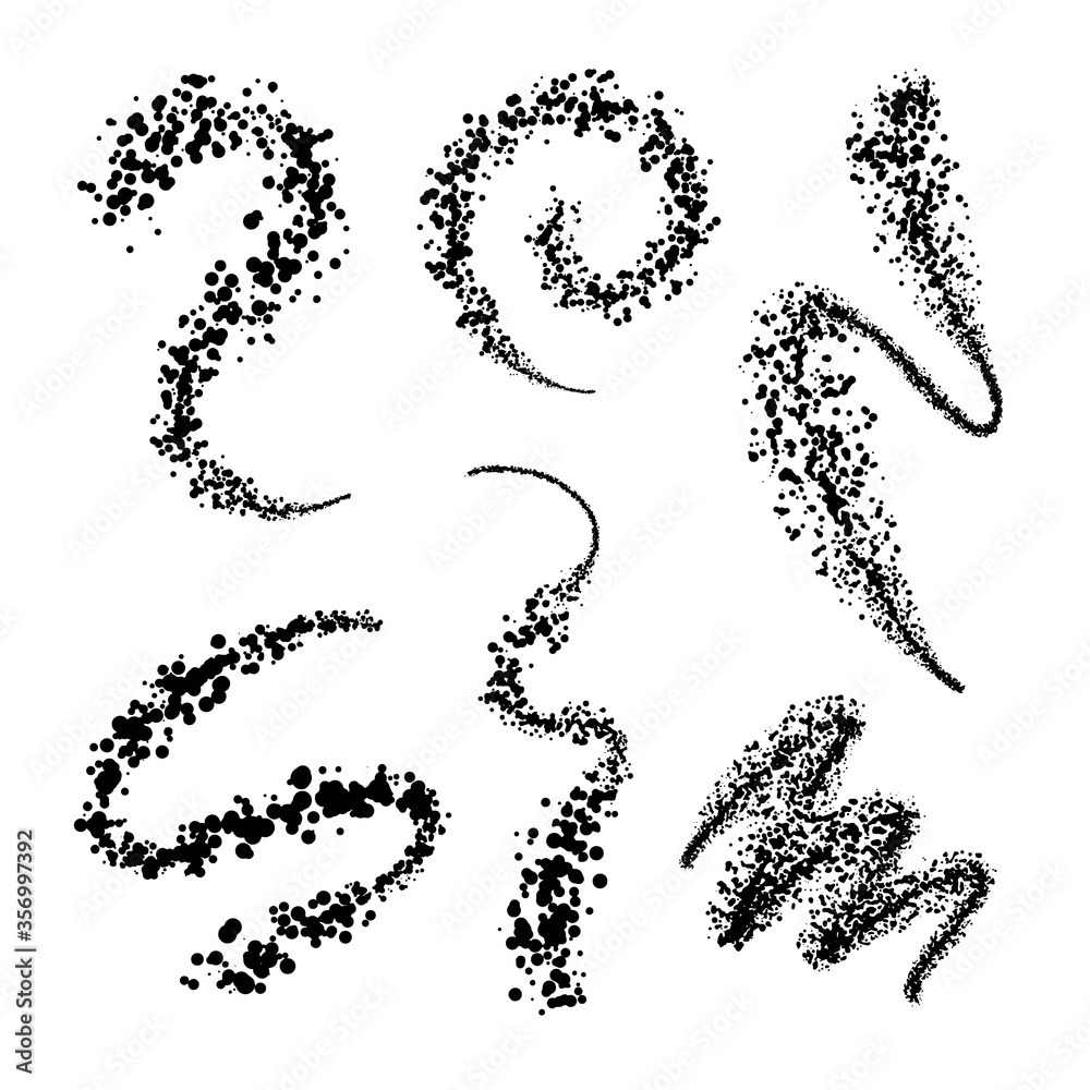 Set of articstic creative brushes, lines with dotts, spaltters circle spots, drops. Spray texture. Set of articstic creative brushes, lines with dotts, spaltters circle spots, drops. Spray texture.