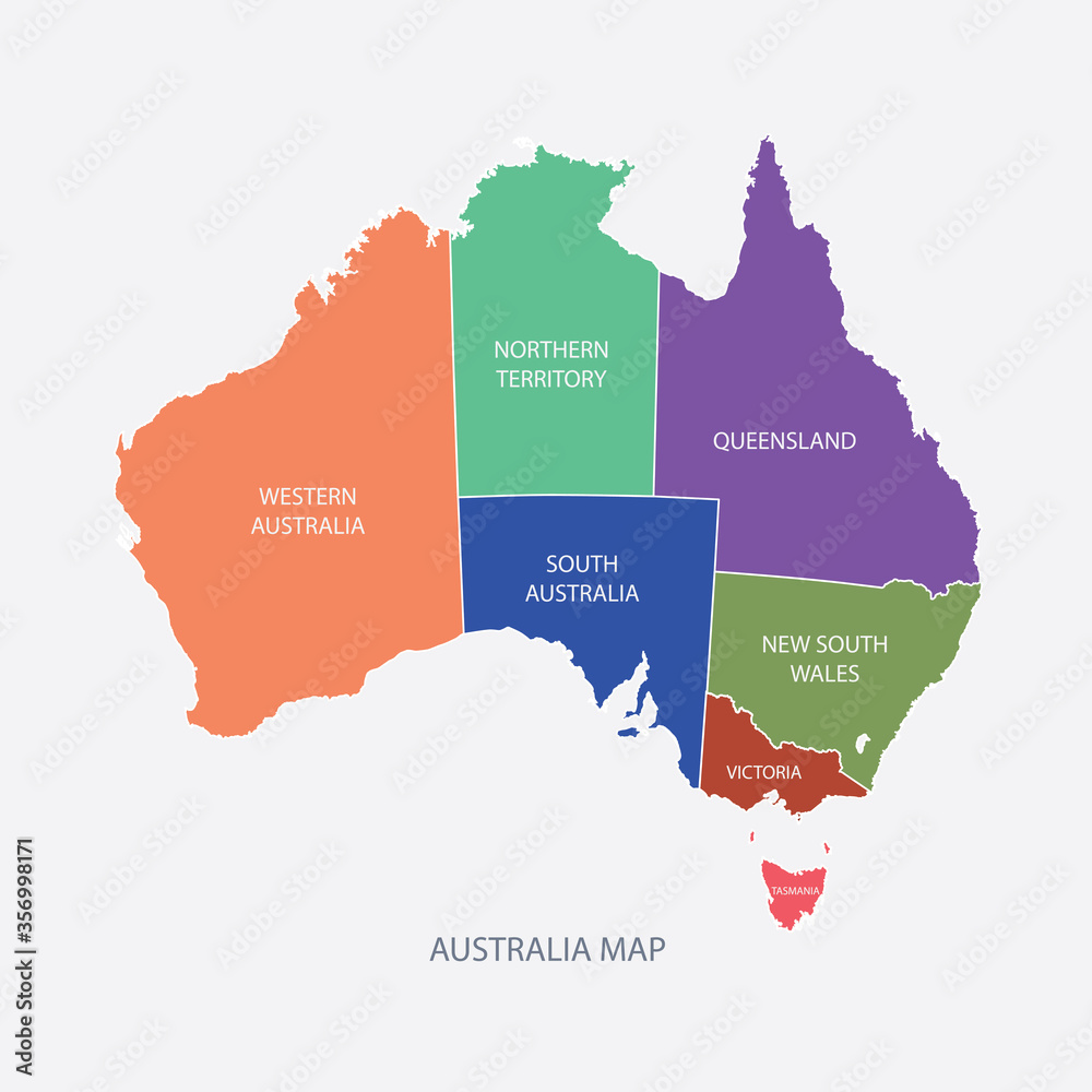 AUSTRALIA MAP illustration with borders