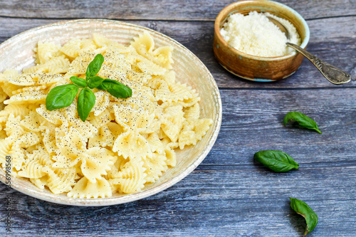 background, basil, cheese, closeup, cooked, cooking, cuisine, delicious, dinner, dish, farfalle, flat, food, fresh, garlic, gourmet, green, healthy, ingredient, isolated, italian, italy, lay, lunch, m