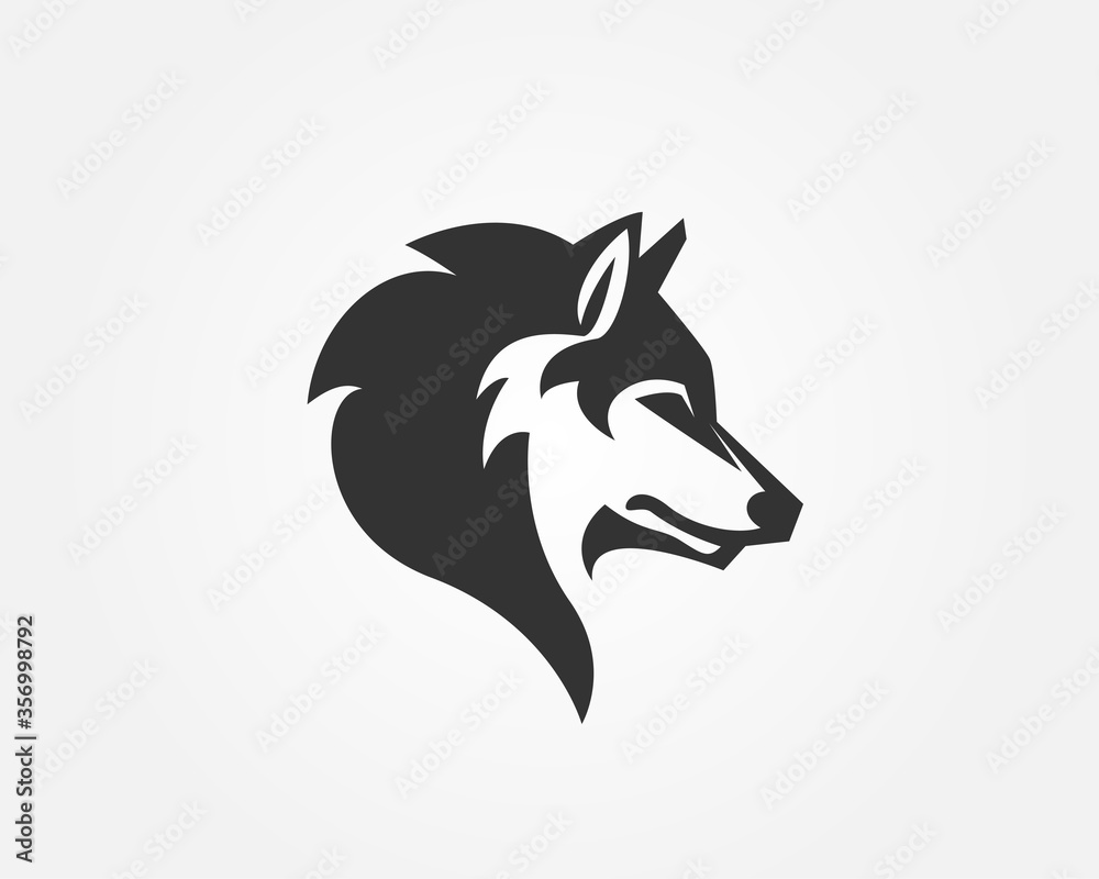 Elegance simple head wolf side view logo, symbol design illustration