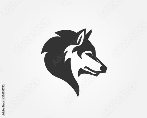 Elegance simple head wolf side view logo  symbol design illustration
