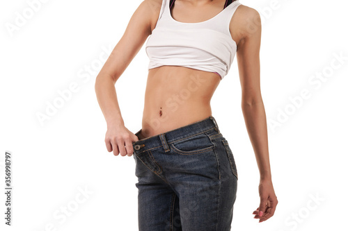 Weight Loss Woman isolated on a white