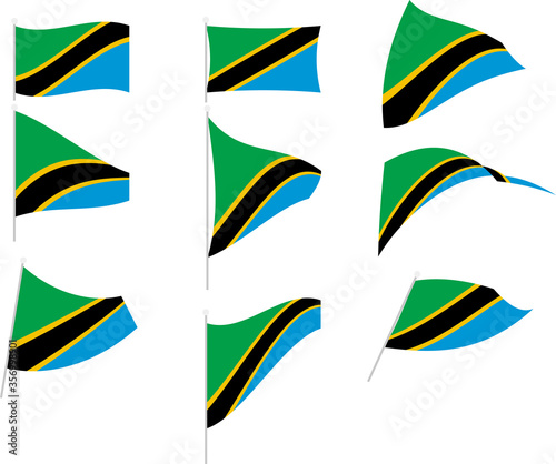 Vector Illustration of Set with Tanzania Flag