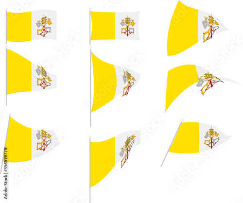 Vector Illustration of Set with Vatican City Flag