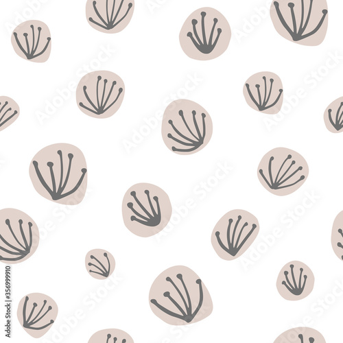 Simple dandelion seamless pattern. Scandinavian style. Cute dandelion seed. Organic background.