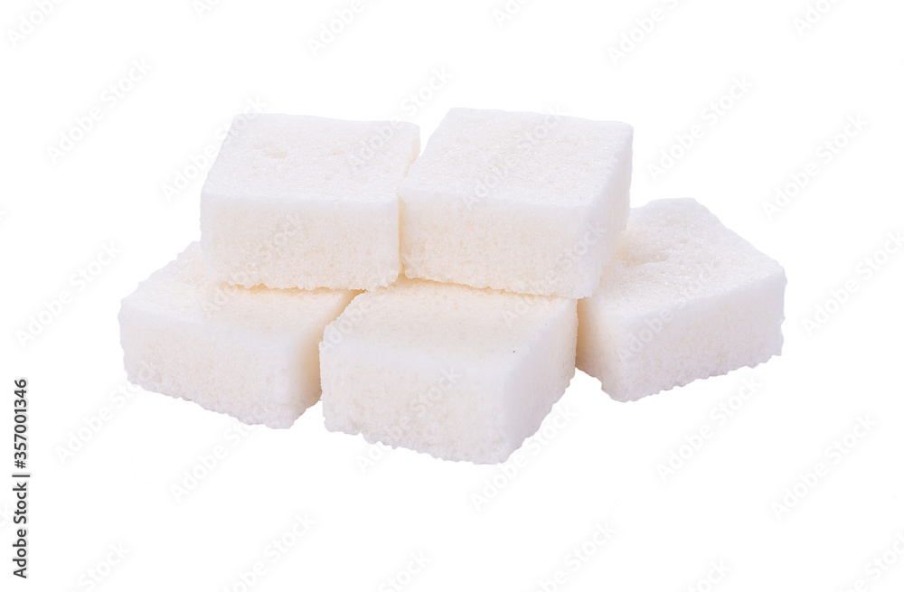 white sugar cube on white background