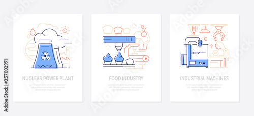 Manufacturing concept - line design style banners set