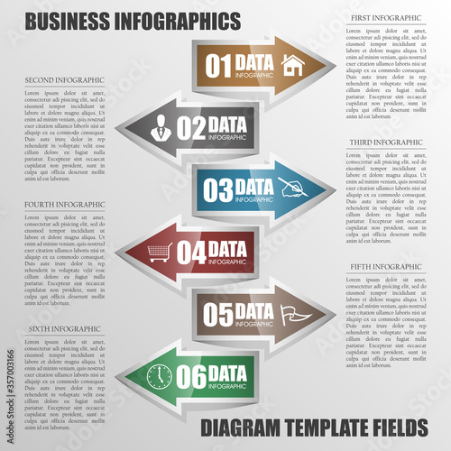 vector 6 arrow banners business infographic process diagram compare service banner presentatoin. Six steps to achieve this goal. Six glossy strip for your annotations. Six full-color sticker.