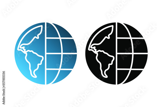 half globe in line, half continent, glyph icon