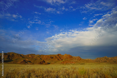 Landscape in the steppe, Prairie. Landscape in the river valley, mountains. © Сергей Дудиков