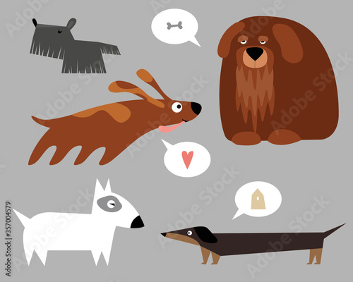 Set of the different breeds of dogs