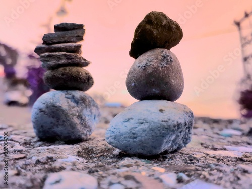 zen stones on the wall 