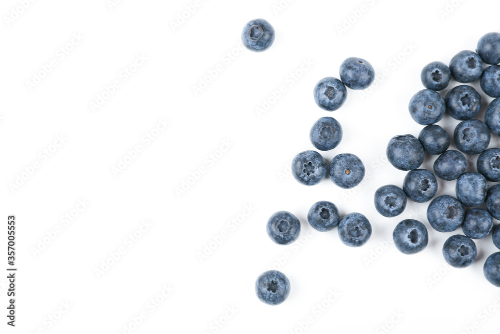 blueberry berries on white background top view with copy space blueberry berries on white background top view with copy space