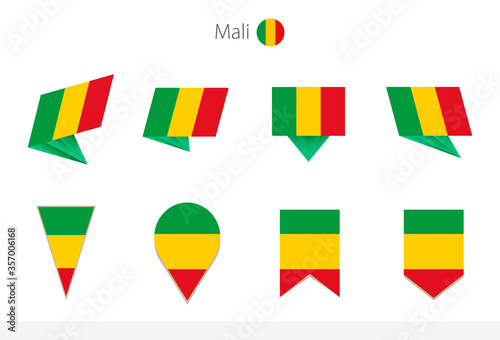 Mali national flag collection, eight versions of Mali vector flags.