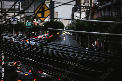 Bangkok road with cables © jorge
