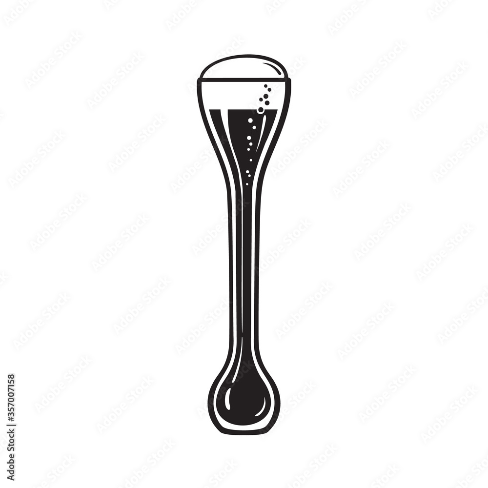 Yard beer glass. Hand drawn vector illustration isolated on white background.