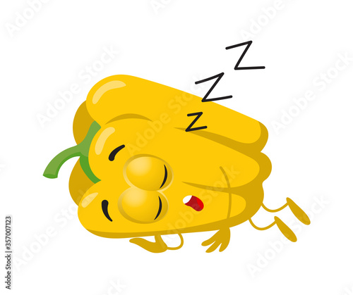 Funny Yellow Paprika with eyes on white background