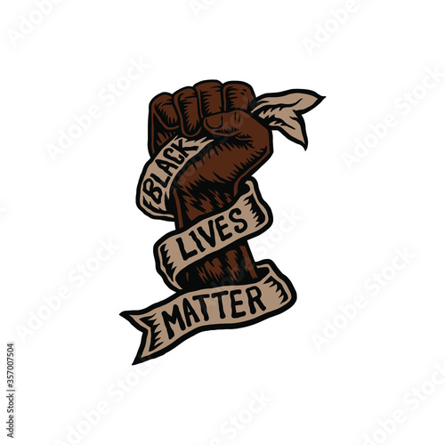 Vector illustration of black lives matter, hand drawn line with digital color