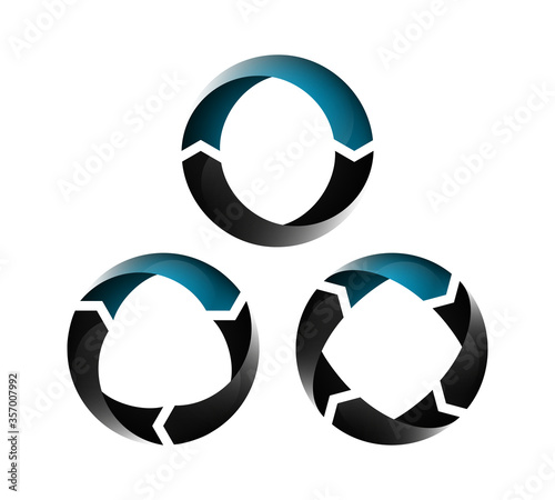 Fototapeta Naklejka Na Ścianę i Meble -  Arrow icon set. Template for your business presentation, three circle arrows shape. (info graphics)