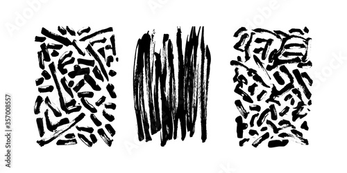 Grunge dirty decorative backgrounds. Hand drawn black vector collection isolated on white. Modern ink graphic art, set of expressive brush strokes