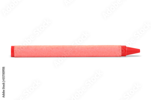 Red wax crayon isolated on white with clipping path