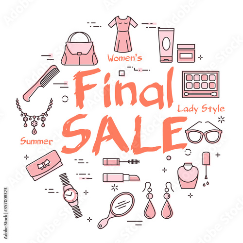 White banner of woman accessories with red text Final Sale