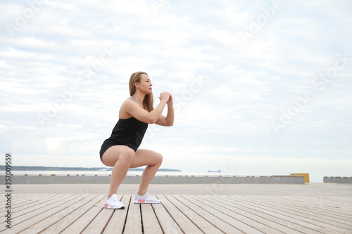 young athletic healthy girl doing yoga