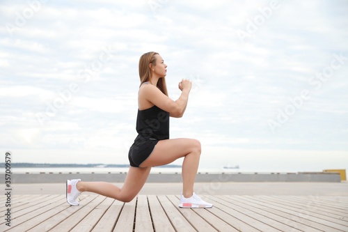 young athletic healthy girl doing yoga