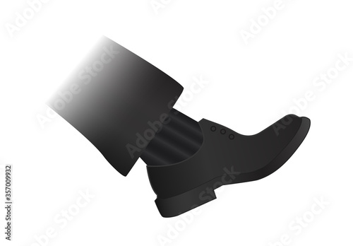Foot gesture in black shoes icon in black monochrome style isolated