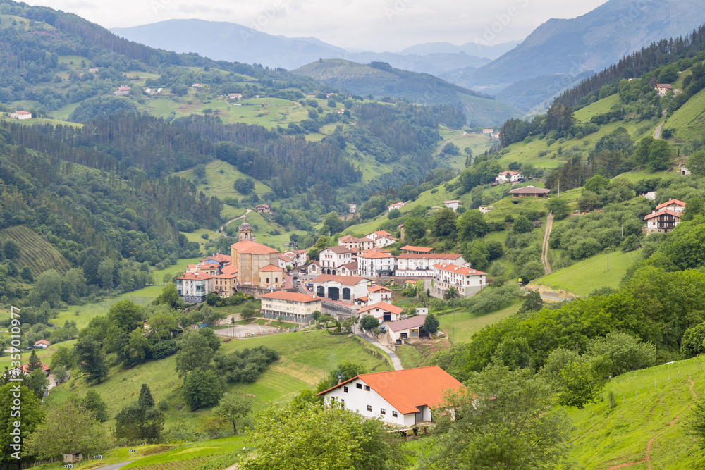 beautiful town of basque country countryside, Spain