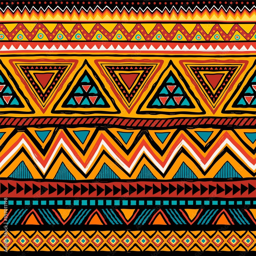 Colorful Mexican print. Aztec ethnic seamless pattern. Colorful Mexican print. Aztec ethnic seamless pattern.