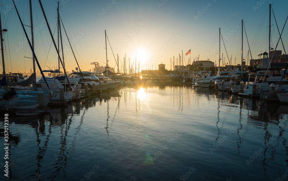 Oakland Marina Boats during sunset