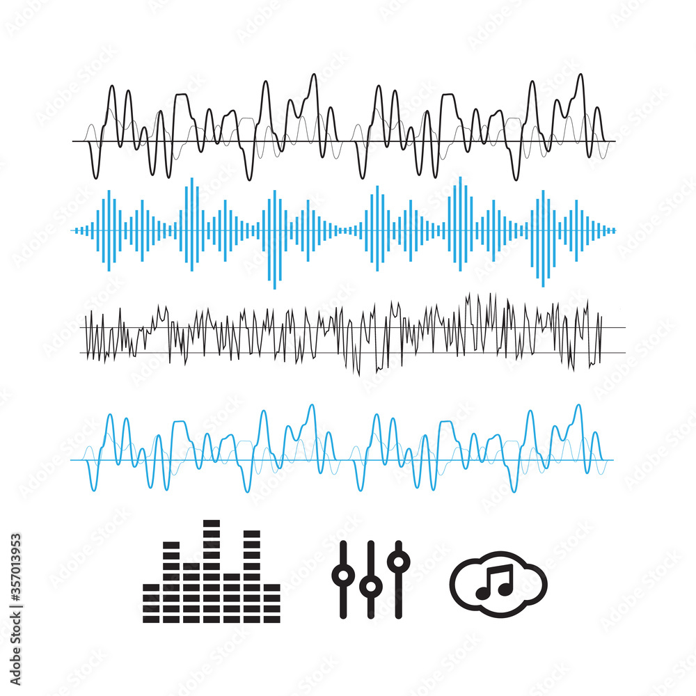 Sound waves concept. Sound waves vector. Sound waves sign and symbol in flat style