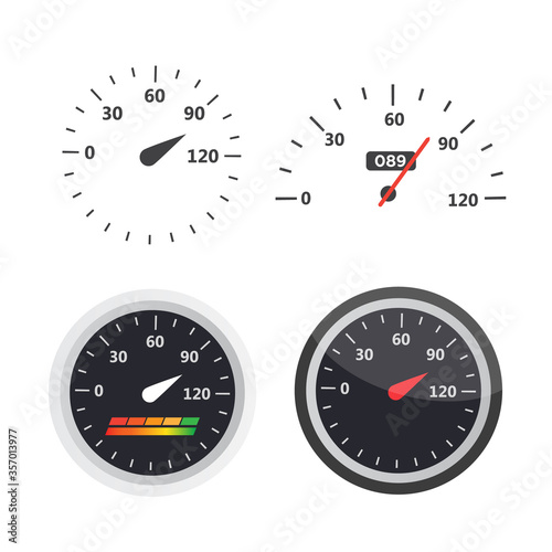 Car speedometer with speed level scale. Dashboard element panel speed