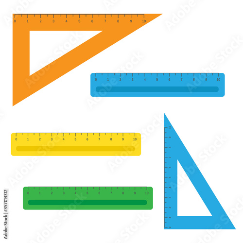 School instruments, rulers vector set. Instrument ruler for measure and tool ruler centimeter and millimeter scale illustration