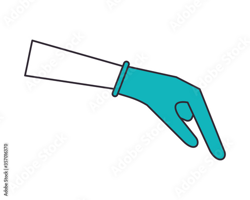 hand with rubber glove medical protection accessory