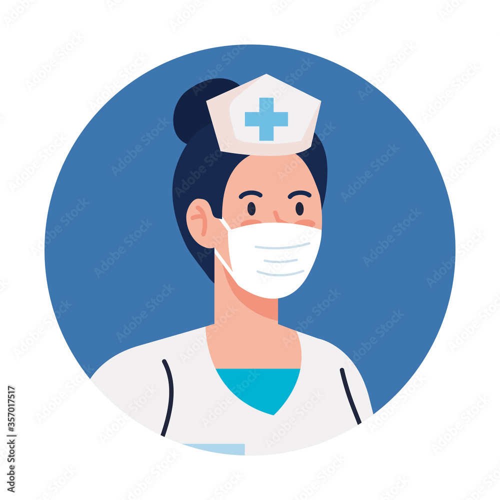 Female nurse with mask design, Workers occupation and job theme Vector illustration