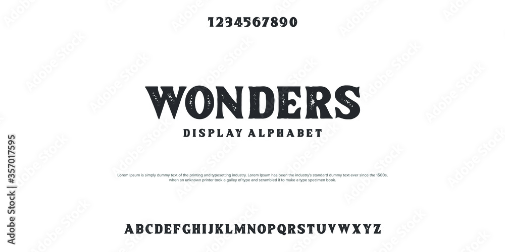 Naklejka Grunge font and alphabet typography fonts set uppercase and number.