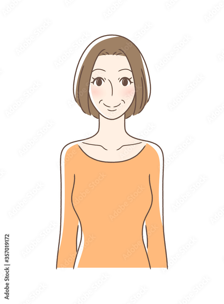 笑顔で正面向きの女性 笑顔で正面向きの女性
