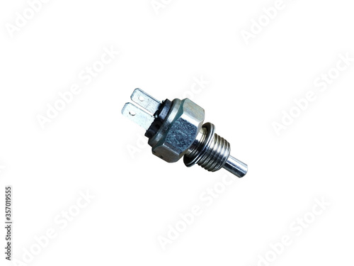 New car reversing sensor isolated on a white background. Spare parts.
