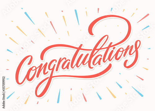 Congratulations. Greeting card. Vector lettering.