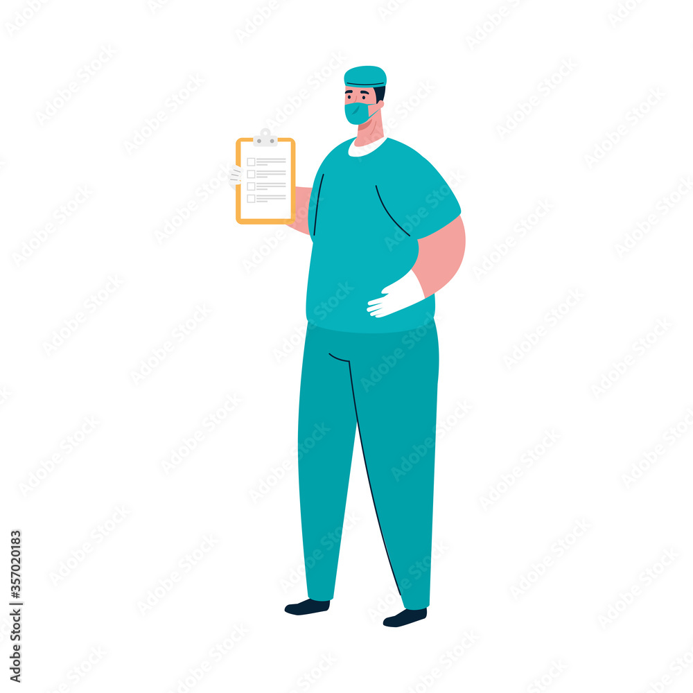 male doctor with mask design, Workers occupation and job theme Vector illustration