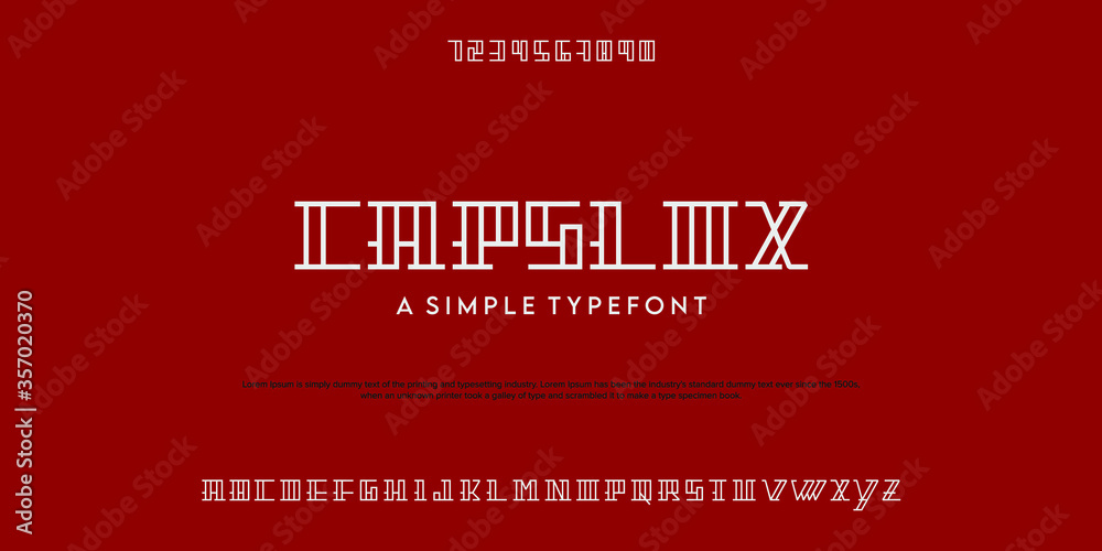 Simple classic LINE font vector illustration of alphabet letters.