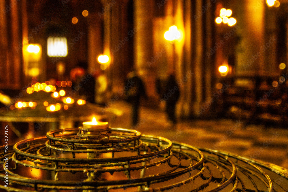 Votive candles Inside Notre Dame Cathedral