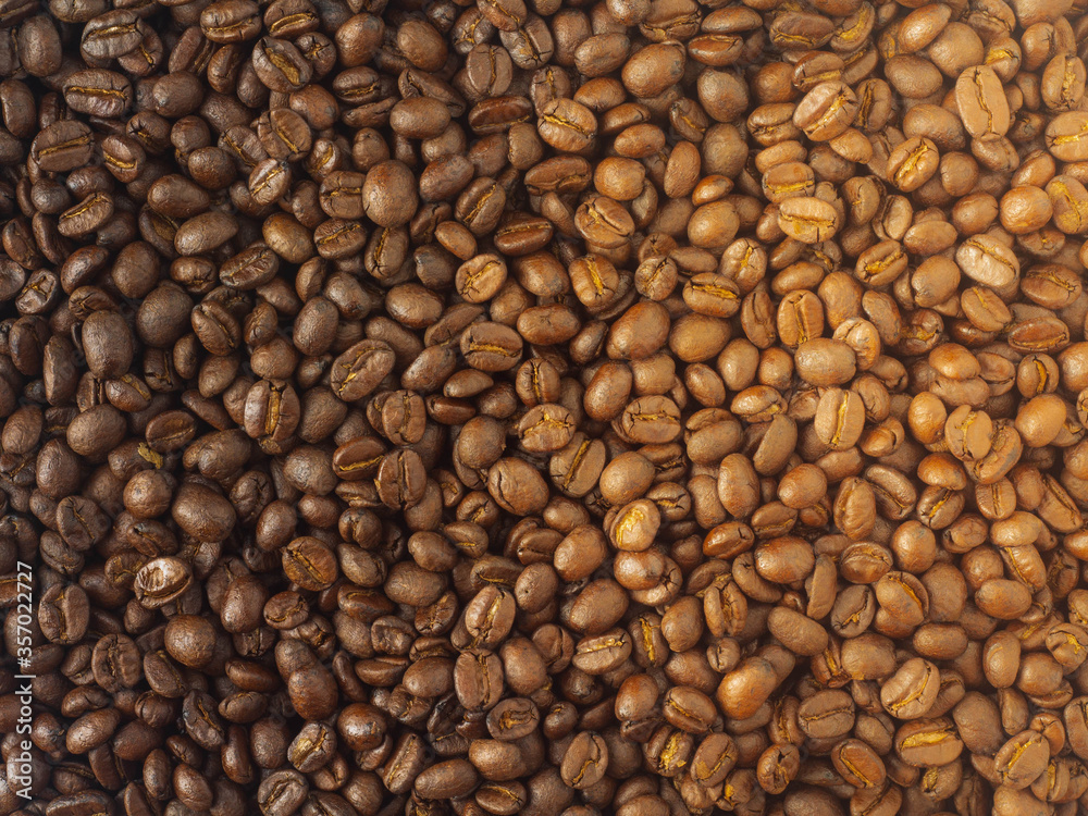 Top view, roasted coffee beans, brown, suitable for background images. Top view, roasted coffee beans, brown, suitable for background images.