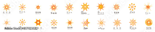 Abstract Sun Logo And Icon Set - Isolated On White Background, Vector Illustration. Abstract Sun Logo And Icons For Solar Energy Logo And Sunburst Icon Design. Abstract Sun, Vector Illustration