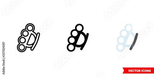 Brass knuckles icon of 3 types. Isolated vector sign symbol.