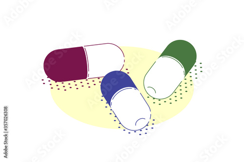 Pills of medical drugs. Flat style illustration.