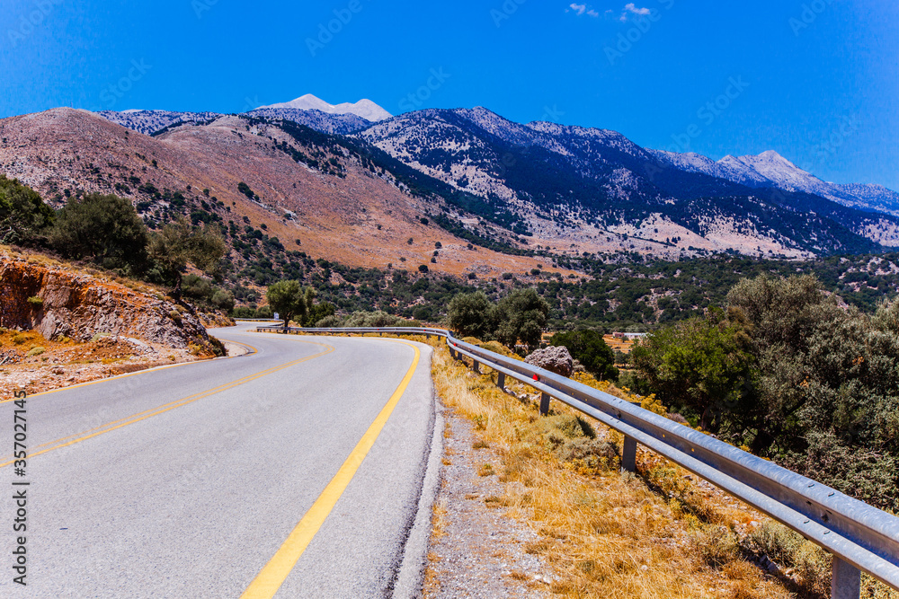 Empty road on Crete island, Greece Empty road on Crete island, Greece