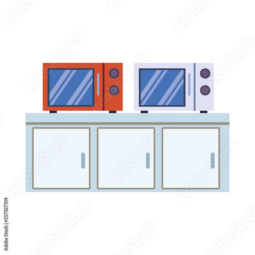 microwaves ovens in drawer kitchen appliance isolated icon